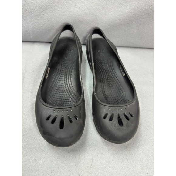 CROCS Shoes - Crocs Olivia Black Slingback Ballet Flats Women Size 8 Laser Cut Petal Slip On